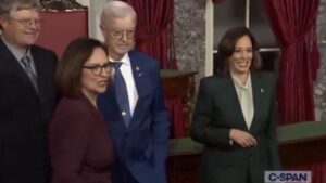 WATCH: Internet Drags Husband Of GOP Senator Who Seems Not To Want to Shake VP Harris’ Hand