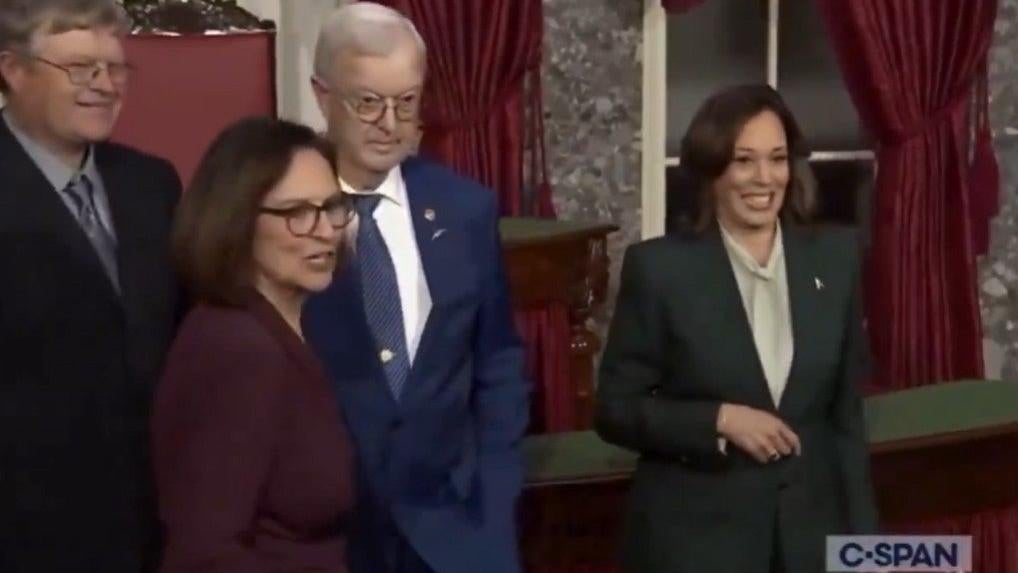 WATCH: Internet Drags Husband Of GOP Senator Who Seems Not To Want to Shake VP Harris’ Hand