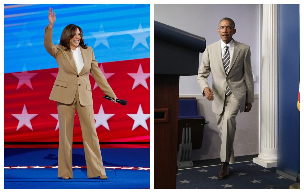 Social Media is Convinced Kamala Came For The Haters With Her Obama-Inspired Tan Suit at The DNC