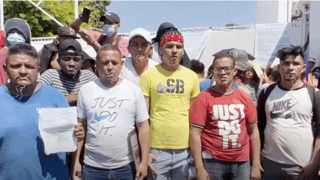 Migrants at the Mexican Border Sew Their Mouths Shut In Protest