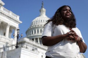 Reps. Cori Bush, Ilhan Omar and Ayanna Pressley Sleep Outside the U.S. Capitol to Protest End of Pandemic Eviction Freeze