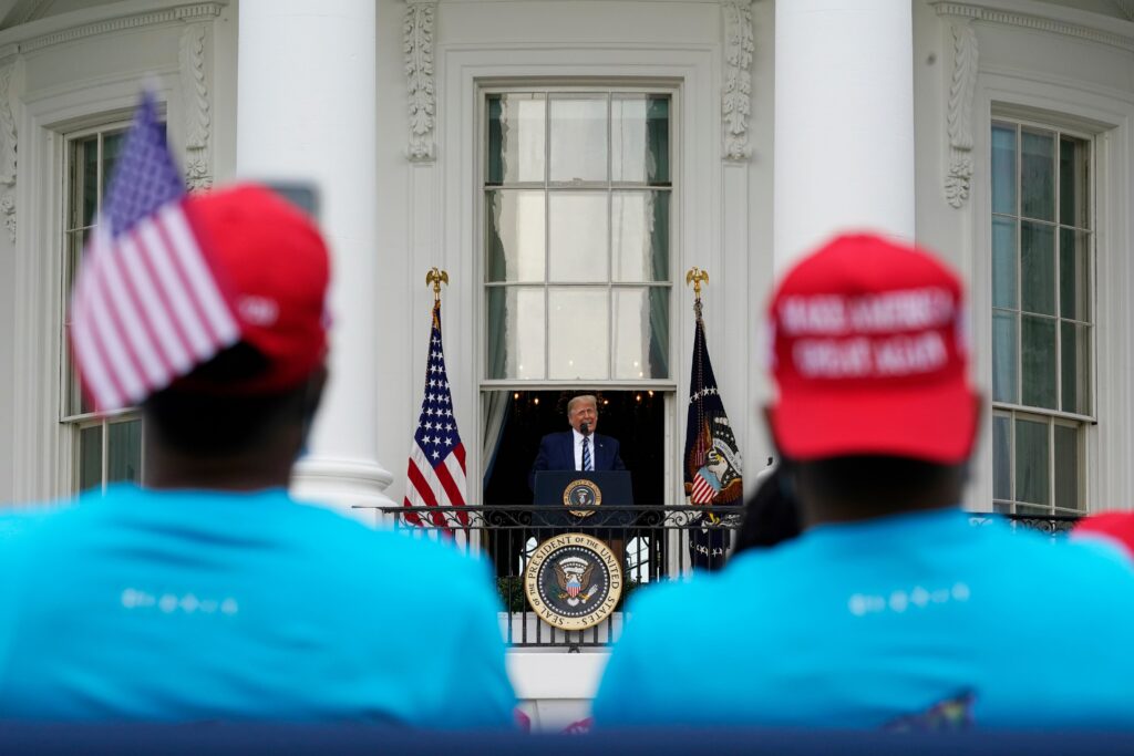 Trump Delivers Campaign Speech From the White House to a Crowd of 'Blexit' Supporters Paid for by Candace Owen