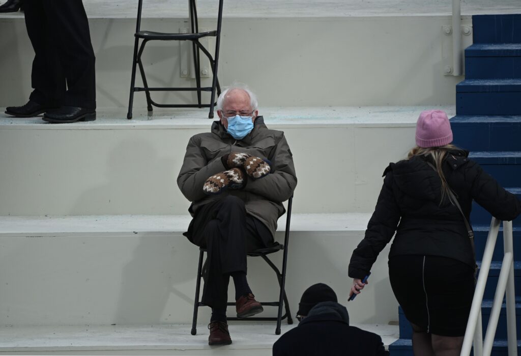 Yup, That Image of a Mitten-Clad, Socially-Distant, Errand-Running Bernie Sanders Is the Greatest Meme Ever