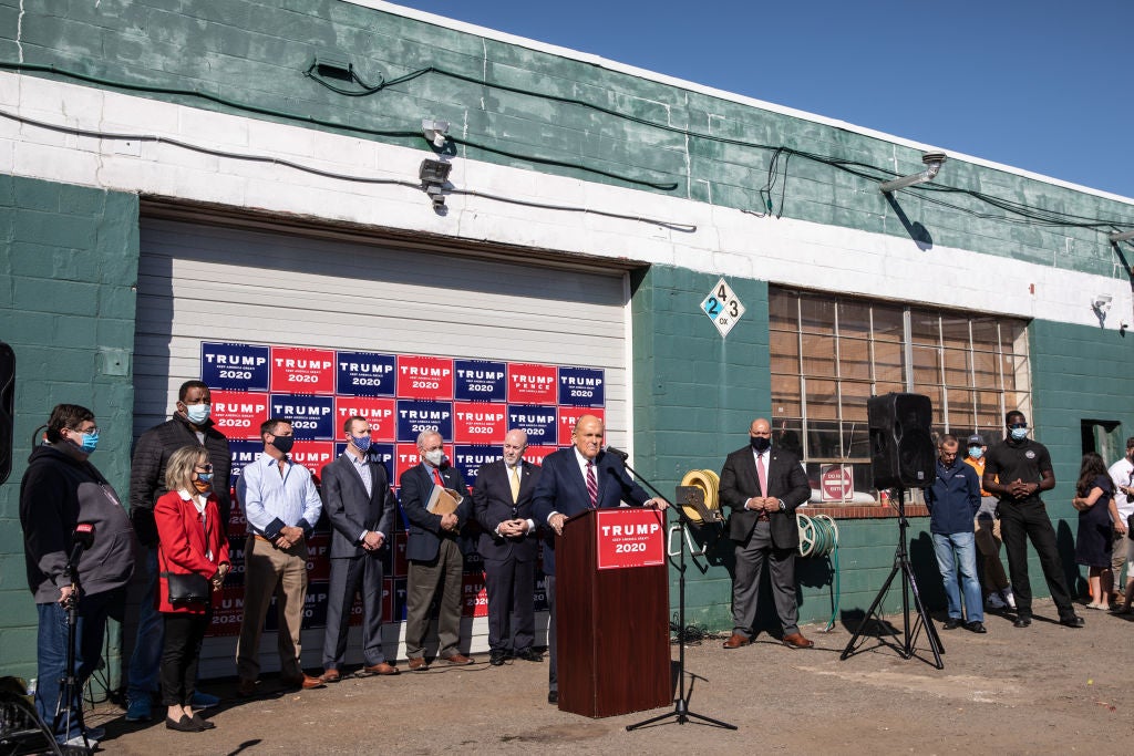 As Trump Refuses to Concede, His Campaign Displays Its Dwindling Relevancy in Parking Lot of a Random Landscaping Company in Philly