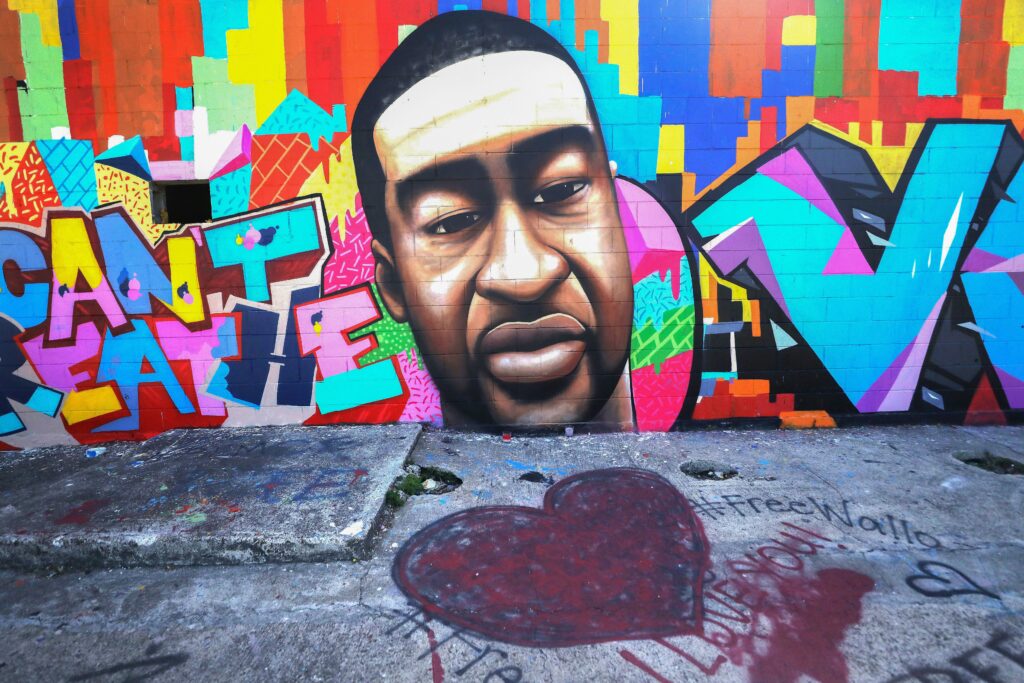 George Floyd Mural in Houston Defaced With Racial Slurs Shortly After Chauvin Verdict