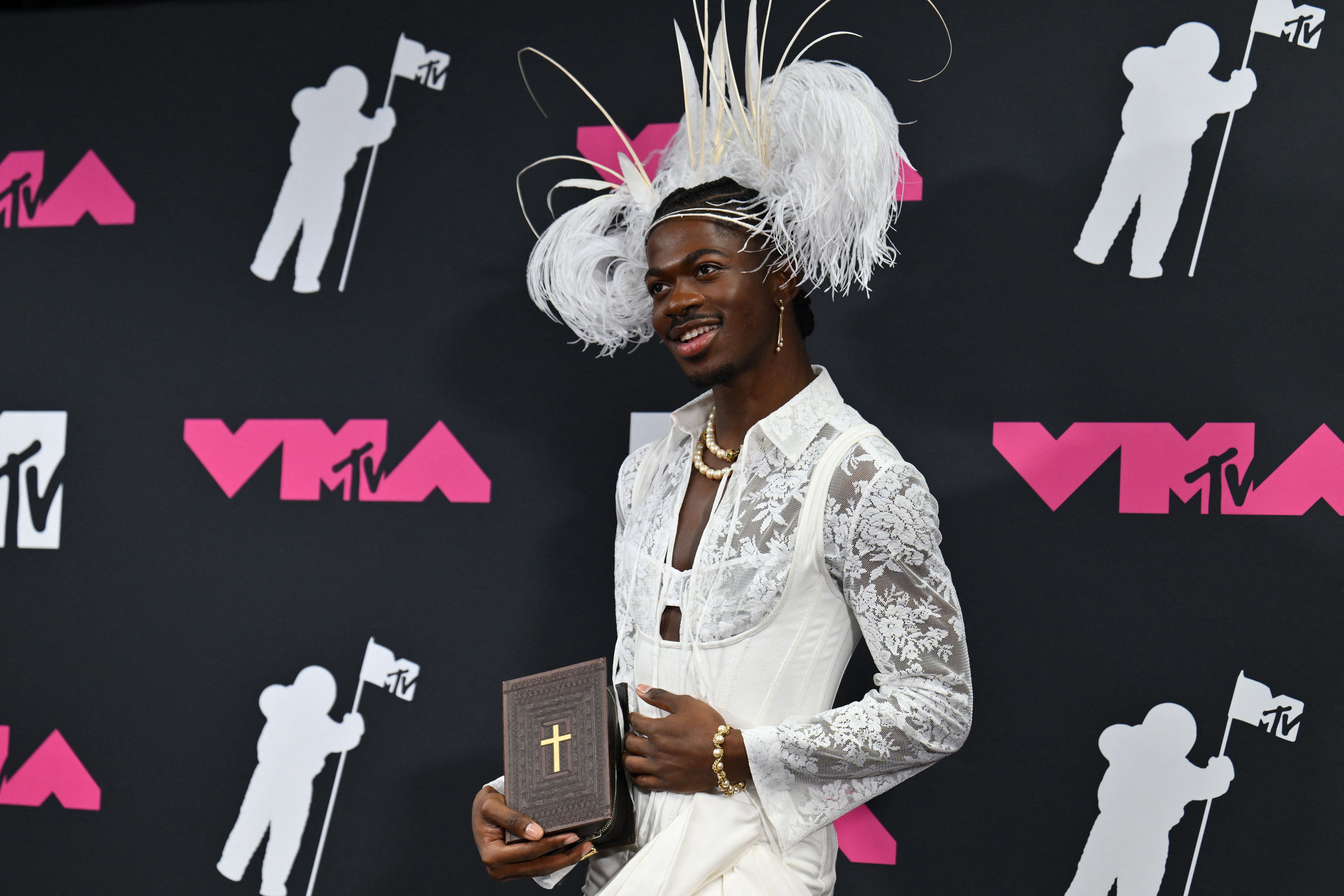 Lil Nas X poses in the press room during the MTV Video Music Awards at the Prudential Center in Newark, New Jersey, on September 12, 2023. Photo: Getty Images ANGELA WEISS / AFP